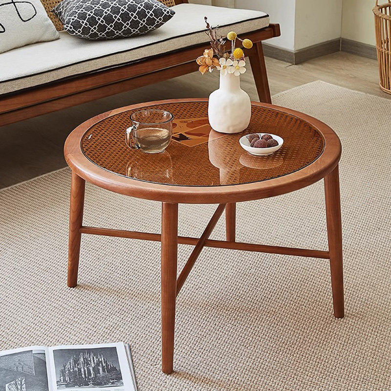 Casaconer | センターテーブル・ガラス・ラタン調・おしゃれ・北欧・モダン・ナチュラル・収納・リビングテーブル・リビング・幅70