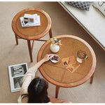 Casaconer | センターテーブル・ガラス・ラタン調・おしゃれ・北欧・モダン・ナチュラル・収納・リビングテーブル・リビング・幅70