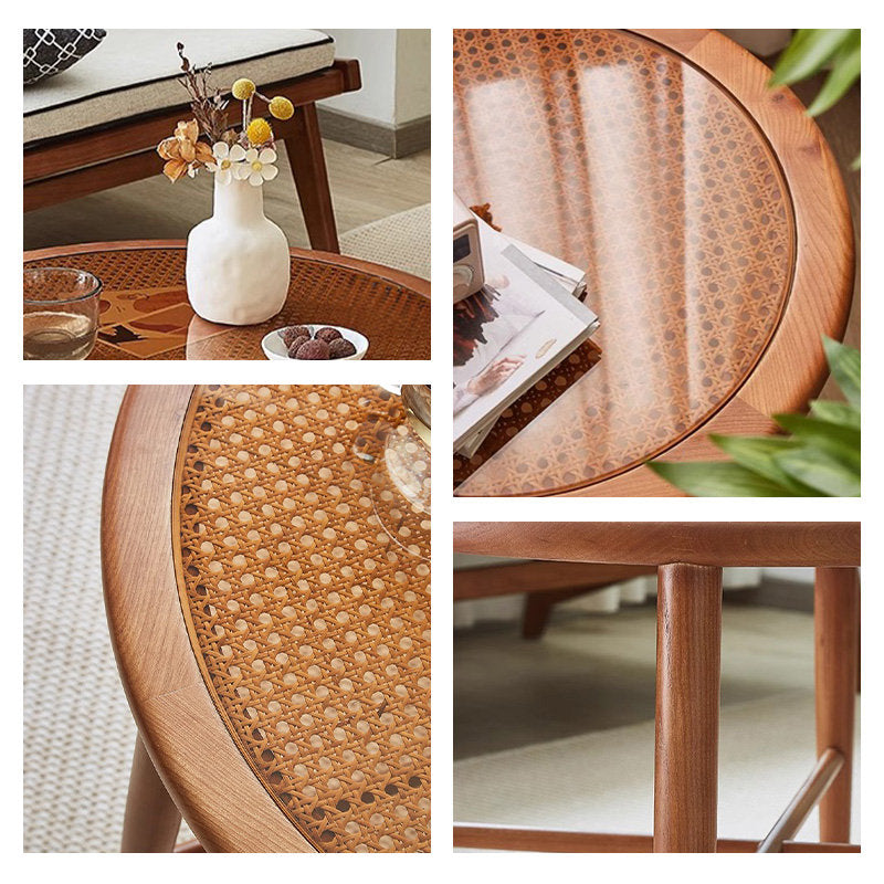 Casaconer | センターテーブル・ガラス・ラタン調・おしゃれ・北欧・モダン・ナチュラル・収納・リビングテーブル・リビング・幅70