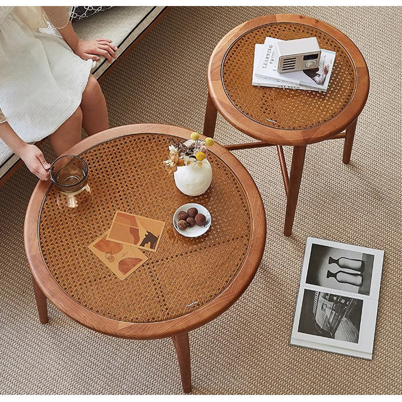 Casaconer | センターテーブル・ガラス・ラタン調・おしゃれ・北欧・モダン・ナチュラル・収納・リビングテーブル・リビング・幅70