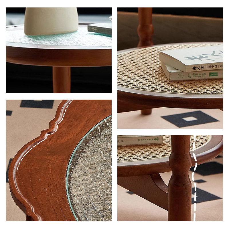 Casaconer | センターテーブル・ガラス・ラタン調・おしゃれ・北欧・モダン・ナチュラル・収納・リビングテーブル・リビング・幅40