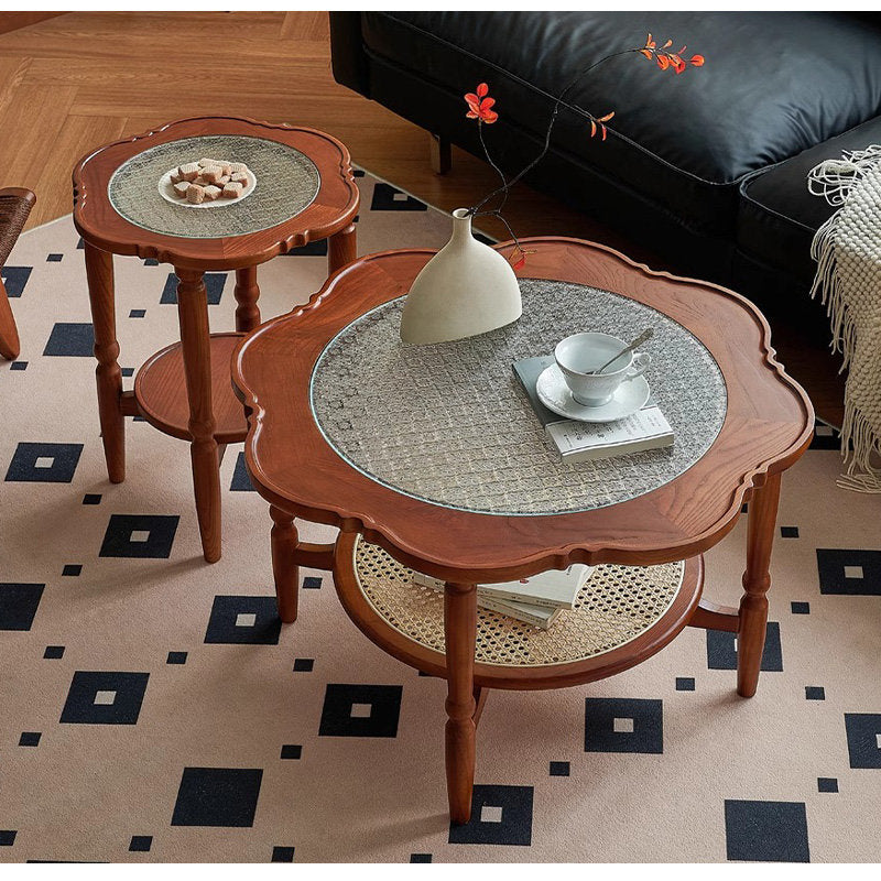 Casaconer | センターテーブル・ガラス・ラタン調・おしゃれ・北欧・モダン・ナチュラル・収納・リビングテーブル・リビング・幅40