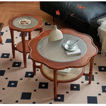 Casaconer | センターテーブル・ガラス・ラタン調・おしゃれ・北欧・モダン・ナチュラル・収納・リビングテーブル・リビング・幅40