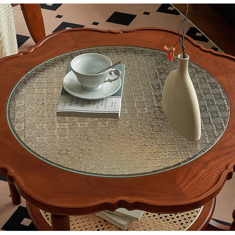 Casaconer | センターテーブル・ガラス・ラタン調・おしゃれ・北欧・モダン・ナチュラル・収納・リビングテーブル・リビング・幅40