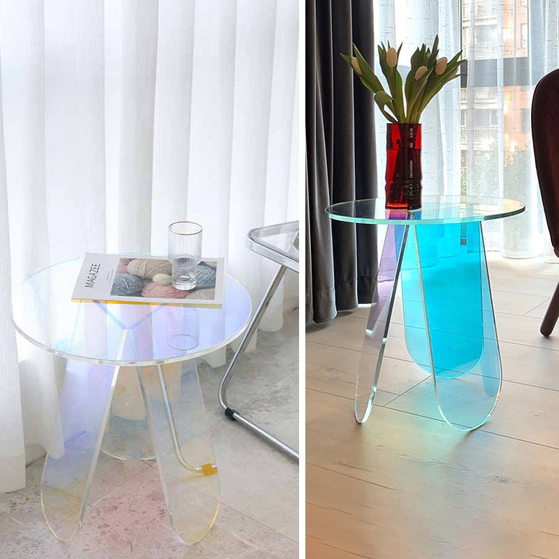 アクリル サイドテーブル 丸テーブル カラフル クリア 円卓 コンパクト テーブル ソファ横 リビング バルコニー カフェテーブル おしゃれ 幅40cm/60cm