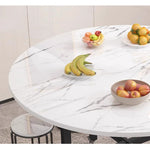 Casaconer | ダイニングテーブル・折りたたみ・丸テーブル・2人・4人・6人・折り畳み・テーブルのみ・ダイニング・幅120/140/160/180・丸・円型・シンプル・4人掛け用・6人掛け用・木製・おしゃれ・ナチュラル・食卓・北欧・大理石柄・カフェ風・丸型・テーブル単品・ホワイト・グレー