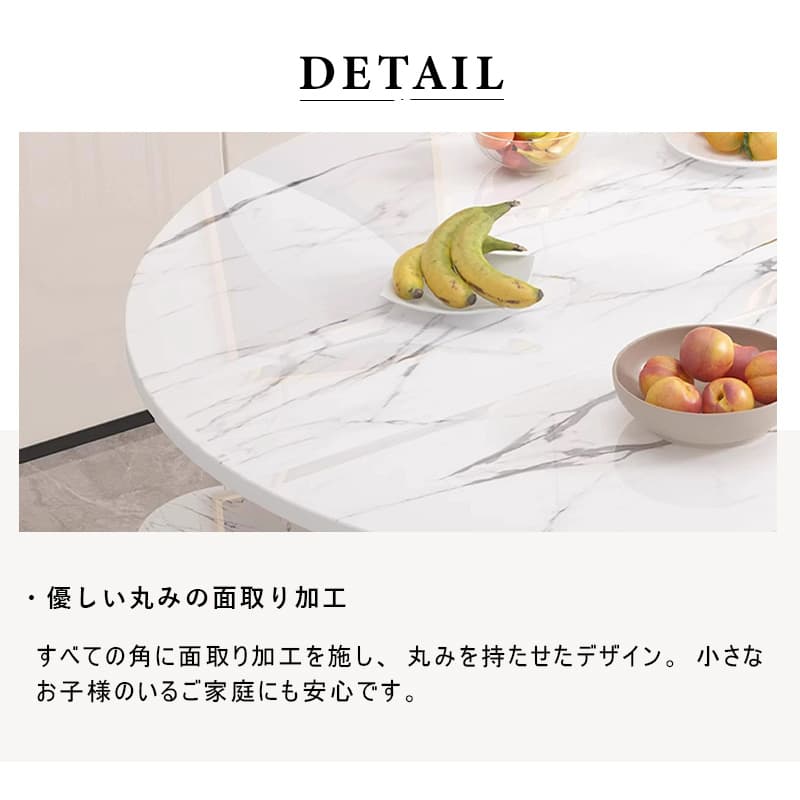 Casaconer | ダイニングテーブル・折りたたみ・丸テーブル・2人・4人・6人・折り畳み・テーブルのみ・ダイニング・幅120/140/160/180・丸・円型・シンプル・4人掛け用・6人掛け用・木製・おしゃれ・ナチュラル・食卓・北欧・大理石柄・カフェ風・丸型・テーブル単品・ホワイト・グレー