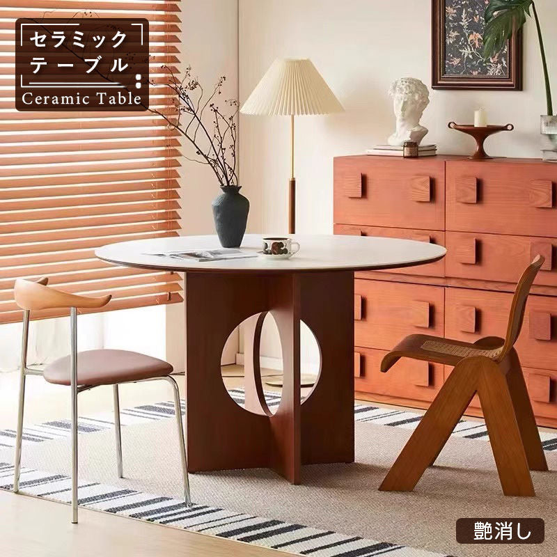 Casaconer | ダイニングテーブル・丸・白・円形・円卓・直径80・100・120・丸テーブル・2人・3人掛け・セラミック