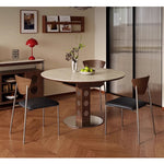 Casaconer | ダイニングテーブル・円形・伸縮式・セラミック天板・幅80-120cm・丸テーブル・食卓テーブル・ラウンド・モダンデザイン・北欧風・4人/6人掛け対応・高さ75cm・おしゃれ・大理石調・コンパクト収納可能