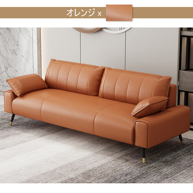 ソファ,3人掛け,4人掛け,フェイクレザー,ソファー,リビング,おしゃれ,カラー,オレンジ