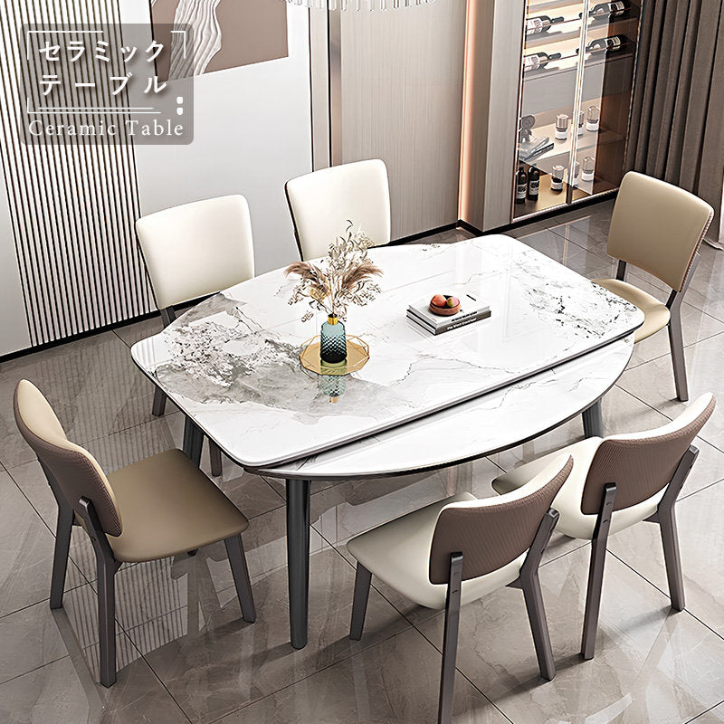 Casaconer | 伸縮ダイニングテーブル・セラミックテーブル・セラミック天板・幅140・6人掛け