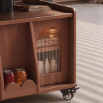 Casaconer | テーブル・ローテーブル・サイドテーブル・センターテーブル・昇降テーブル・多機能テーブル・ナチュラル/胡桃色/黒・展開後幅120cm・高さ59~79cm・多機能デザイン・無垢材・収納ワゴン・キャスター付き・在宅ワーク・コンパクト家具