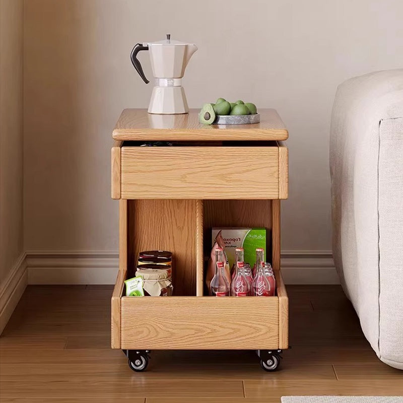 Casaconer | テーブル・ローテーブル・サイドテーブル・センターテーブル・昇降テーブル・多機能テーブル・ナチュラル/黒・高さ55~70cm・多機能デザイン・無垢材・収納ワゴン・キャスター付き・在宅ワーク・コンパクト家具