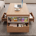 Casaconer | テーブル・ローテーブル・サイドテーブル・センターテーブル・昇降テーブル・多機能テーブル・幅120cm・高さ48~67cm・多機能デザイン・無垢材・収納ワゴン・キャスター付き・在宅ワーク・コンパクト家具・一人暮らし