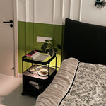 キャスター付き サイドテーブル ソファサイドワゴン 収納ラック ガラス天板 スチールフレーム 移動式 小型テーブル ベッドサイド 省スペース 幅40cm/55cm 多段収納 ブラック