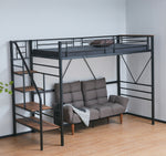 【ブラック/ホワイト】【マットレス付き】ロフトベッド パイプベッド シングル ハイタイプ 大人用 ブラック 黒 白 テーブル付き はしご付き 高さ170cm 厚さ10cm グレーマットレス システムベッド スチール 北欧風 一人暮らし スチール 耐震 ベッド 子供部屋