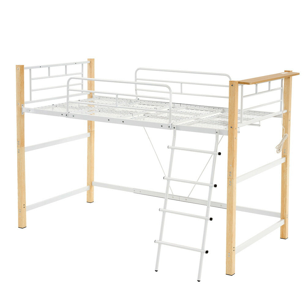 【ナチュラル/ブラウン】ロフトベッド パイプベッド シングル ハイタイプ 大人用 2色展開 高さ170cm システムベッド スチール 北欧風 一人暮らし 耐震 ベッド 子供部屋