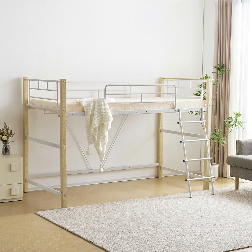 【ナチュラル/ブラウン】ロフトベッド パイプベッド シングル ハイタイプ 大人用 2色展開 高さ170cm システムベッド スチール 北欧風 一人暮らし 耐震 ベッド 子供部屋