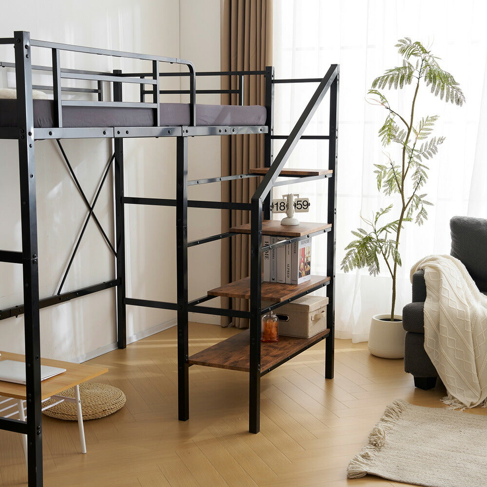 ロフトベッド パイプベッド シングル ハイタイプ 大人用 ブラック 黒 高さ170cm システムベッド スチール 北欧風 一人暮らし スチール 耐震 ベッド 子供部屋 7日内出荷