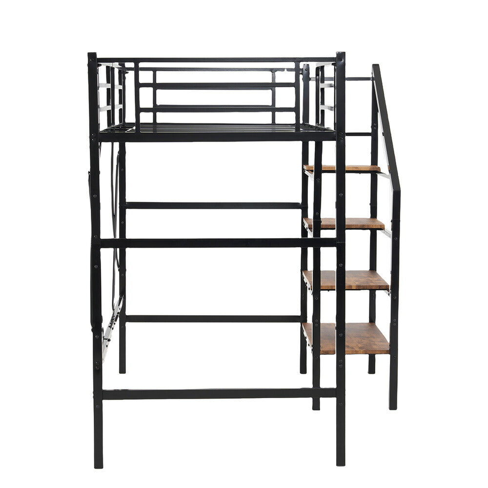 ロフトベッド パイプベッド シングル ハイタイプ 大人用 ブラック 黒 高さ170cm システムベッド スチール 北欧風 一人暮らし スチール 耐震 ベッド 子供部屋 7日内出荷