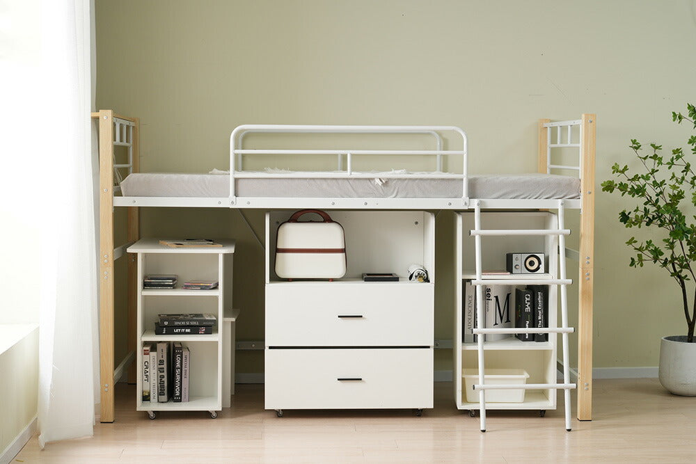 【ブラウン/ナチュラル】ロフトベッド パイプベッド シングル ハイタイプ 大人用 2色展開 高さ130cm システムベッド スチール 北欧風 一人暮らし スチール 耐震 ベッド 子供部屋