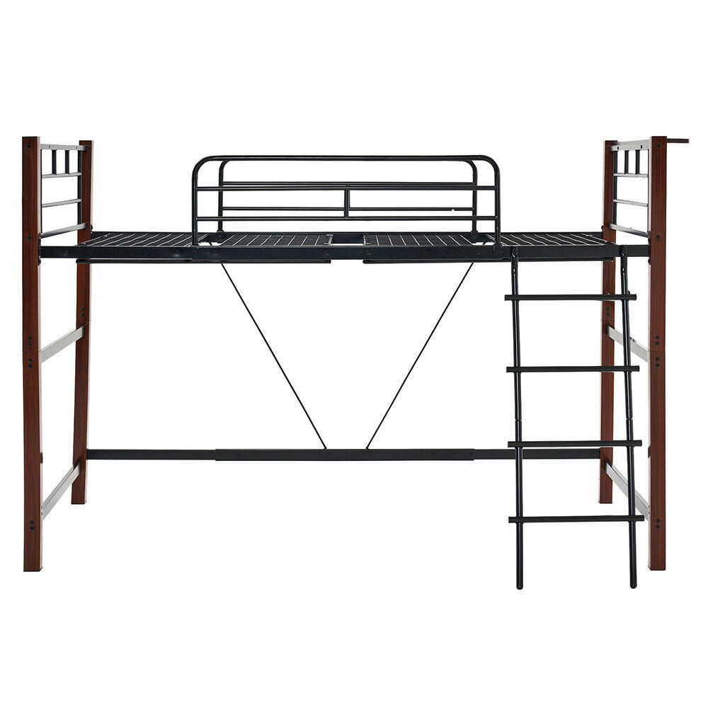 【ブラウン/ナチュラル】ロフトベッド パイプベッド シングル ハイタイプ 大人用 2色展開 高さ130cm システムベッド スチール 北欧風 一人暮らし スチール 耐震 ベッド 子供部屋