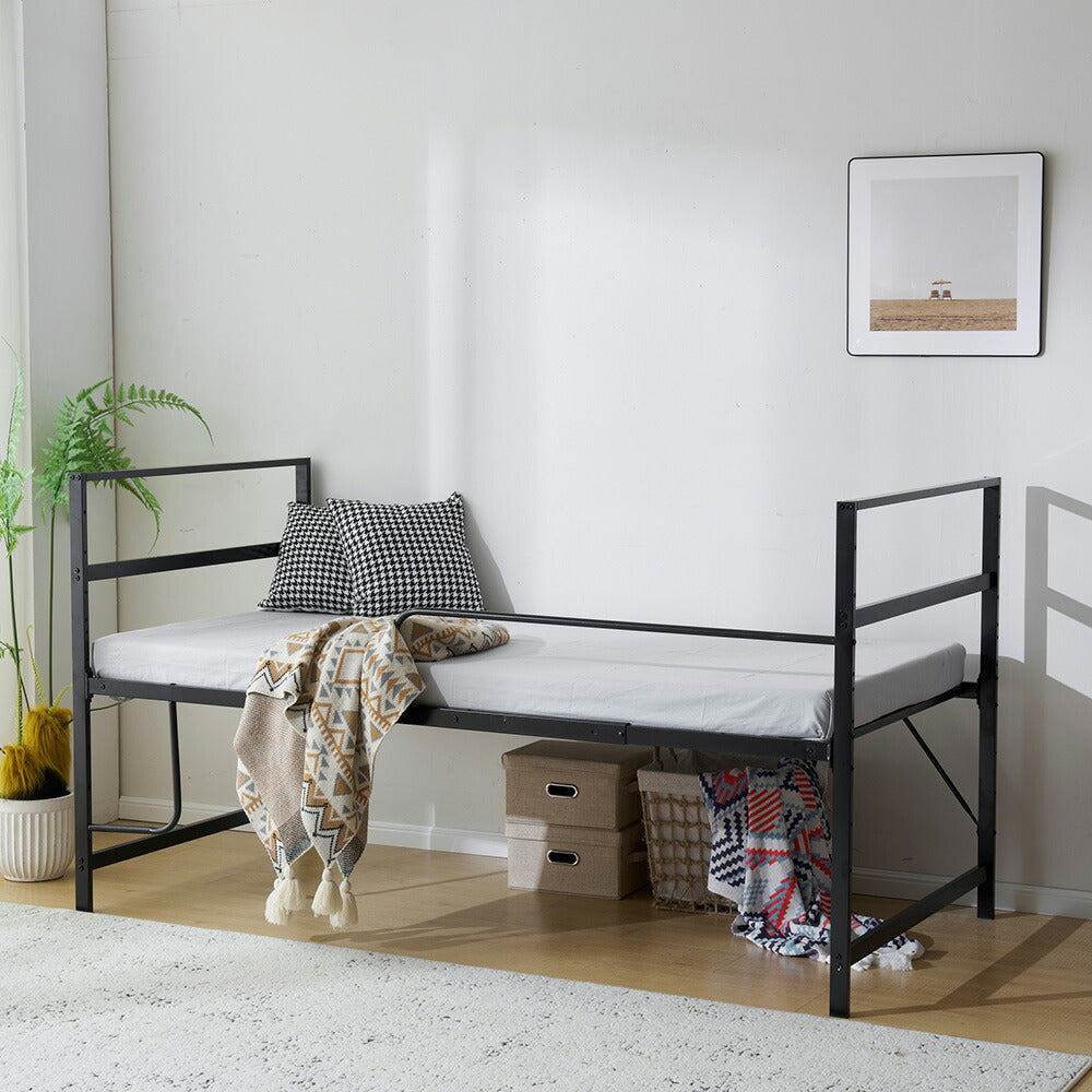 【ブラック/ホワイト】ロフトベッド パイプベッド シングル ハイタイプ 大人用 2色展開 白 黒 高さ110cm システムベッド スチール 収納 北欧風 一人暮らし スチール 耐震 ベッド
