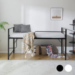 【ブラック/ホワイト】ロフトベッド パイプベッド シングル ハイタイプ 大人用 2色展開 白 黒 高さ110cm システムベッド スチール 収納 北欧風 一人暮らし スチール 耐震 ベッド