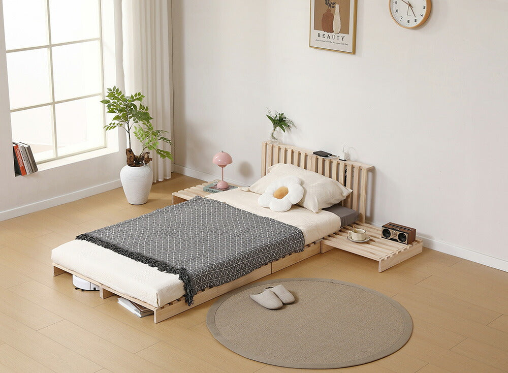 【16枚セット】パレットベッド すのこベッド コンセント付き 天然パイン材 ローベッド 50*50cm 組み換え自由 木製 天然木 軽量 ベッド パレット ロータイプ ベッドフレーム お掃除ロボ対応