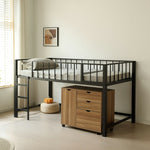 【ブラック/ホワイト】ロフトベッド パイプベッド シングル ハイタイプ 大人用 ブラック 黒 白 テーブル付き はしご付き 高さ110cm システムベッド スチール 北欧風 一人暮らし スチール 耐震 ベッド 子供部屋