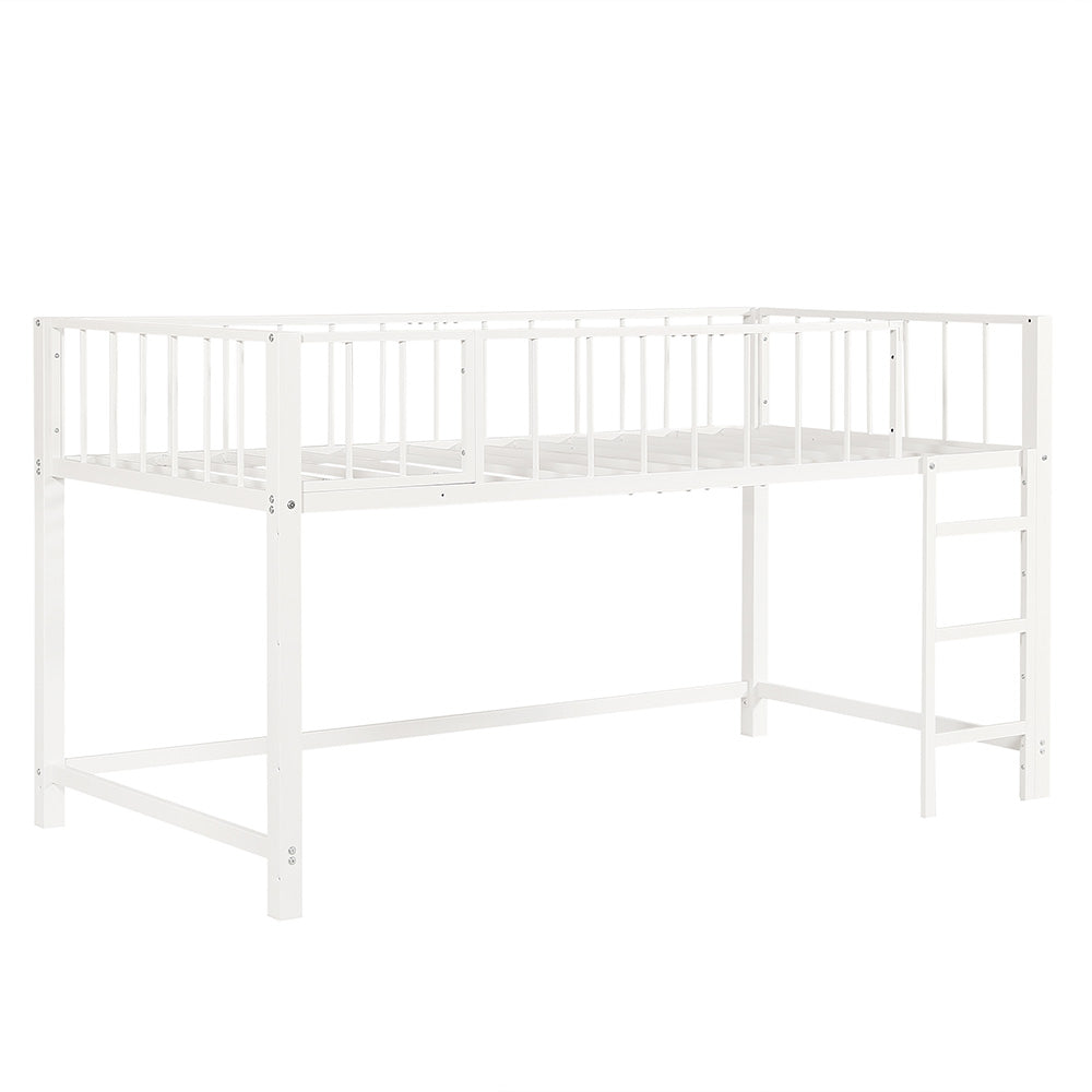 【ブラック/ホワイト】ロフトベッド パイプベッド シングル ハイタイプ 大人用 ブラック 黒 白 テーブル付き はしご付き 高さ110cm システムベッド スチール 北欧風 一人暮らし スチール 耐震 ベッド 子供部屋