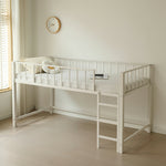 【ブラック/ホワイト】ロフトベッド パイプベッド シングル ハイタイプ 大人用 ブラック 黒 白 テーブル付き はしご付き 高さ110cm システムベッド スチール 北欧風 一人暮らし スチール 耐震 ベッド 子供部屋