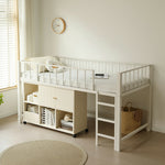 【ブラック/ホワイト】ロフトベッド パイプベッド シングル ハイタイプ 大人用 ブラック 黒 白 テーブル付き はしご付き 高さ110cm システムベッド スチール 北欧風 一人暮らし スチール 耐震 ベッド 子供部屋