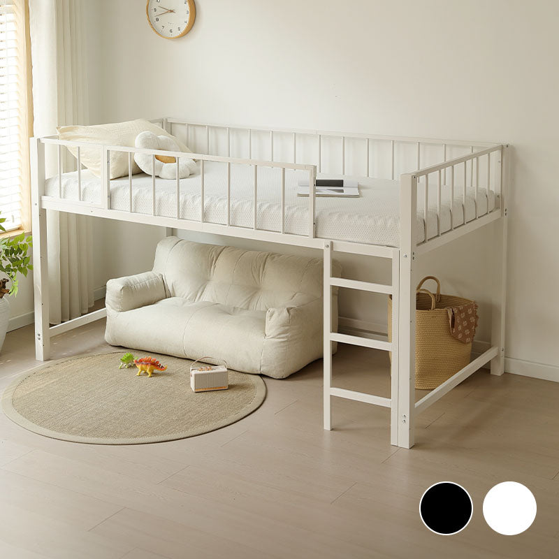 【ブラック/ホワイト】ロフトベッド パイプベッド シングル ハイタイプ 大人用 ブラック 黒 白 テーブル付き はしご付き 高さ110cm システムベッド スチール 北欧風 一人暮らし スチール 耐震 ベッド 子供部屋