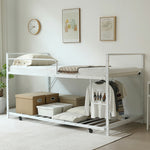 【ブラック/ホワイト】ロフトベッド パイプベッド 親子ベッド 2段ベッド シングル ハイタイプ 2色展開 白 黒 高さ110cm システムベッド スチール 収納 北欧風 一人暮らし スチール キャスター付き 耐震 ベッド おしゃれ
