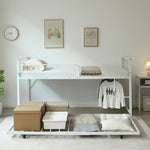 【ブラック/ホワイト】ロフトベッド パイプベッド 親子ベッド 2段ベッド シングル ハイタイプ 2色展開 白 黒 高さ110cm システムベッド スチール 収納 北欧風 一人暮らし スチール キャスター付き 耐震 ベッド おしゃれ