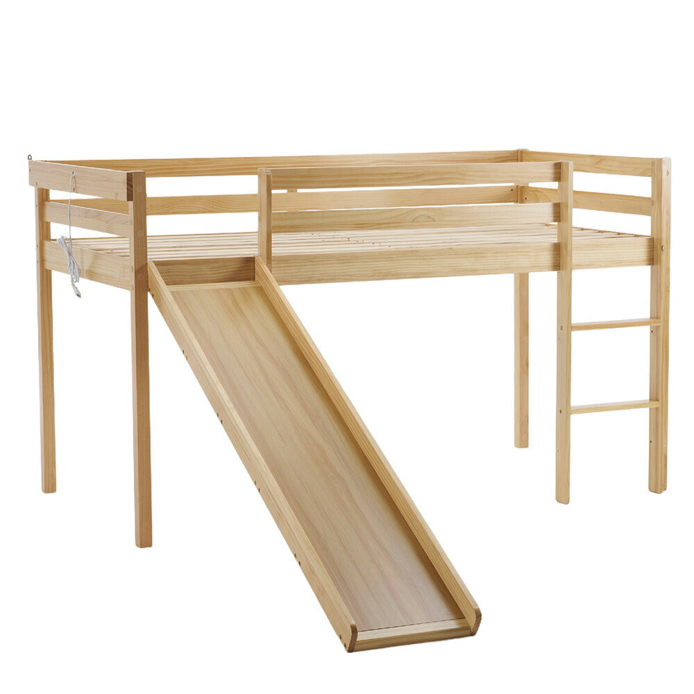 【ナチユラル/ホワイト】ロフトベッド パイプベッド シングル ハイタイプ 滑り台付き はしご付き 子供用 2色展開 高さ120cm システムベッド 収納 北欧風 一人暮らし 木材 耐震 ベッド 子供部屋 おしゃれ 7日内出荷