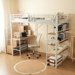 【ブラック/ホワイト】ロフトベッド パイプベッド シングル ハイタイプ 階段付き 大人用 2色展開 白 黒 高さ170cm システムベッド スチール 収納 北欧風 一人暮らし スチール 耐震 ベッド