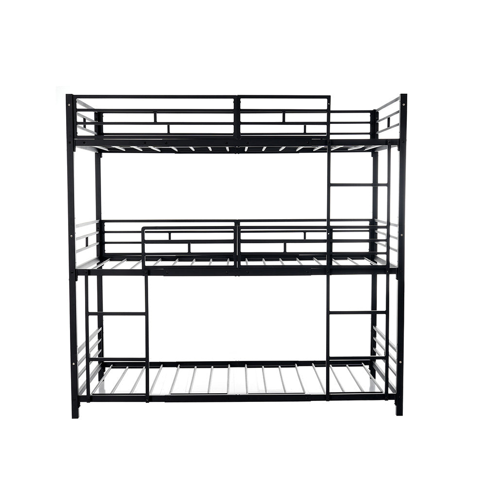 三段ベッド 子供 パイプベッド 大人用 シングル ベッド パイプベッド 3段ベッド はしご付き 分離可能 スチール 二段ベッド コンパクト 省スペース 寮 ブラック