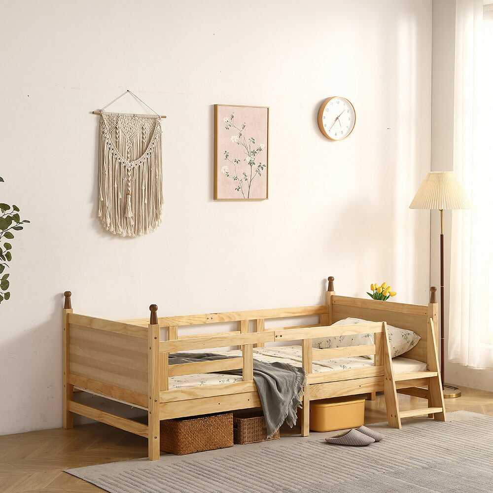 ロータイプ ロフトベッド ベッドフレーム 木製 システムベッド 子供ベッド ローハシゴ付く シングル ウッド ナチュラル 収納 北欧風 子供部屋 耐震 7日内出荷