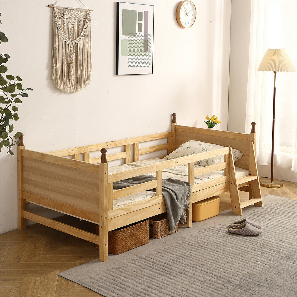 ロータイプ ロフトベッド ベッドフレーム 木製 システムベッド 子供ベッド ローハシゴ付く シングル ウッド ナチュラル 収納 北欧風 子供部屋 耐震 7日内出荷