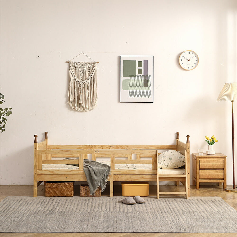 ロータイプ ロフトベッド ベッドフレーム 木製 システムベッド 子供ベッド ローハシゴ付く シングル ウッド ナチュラル 収納 北欧風 子供部屋 耐震 7日内出荷