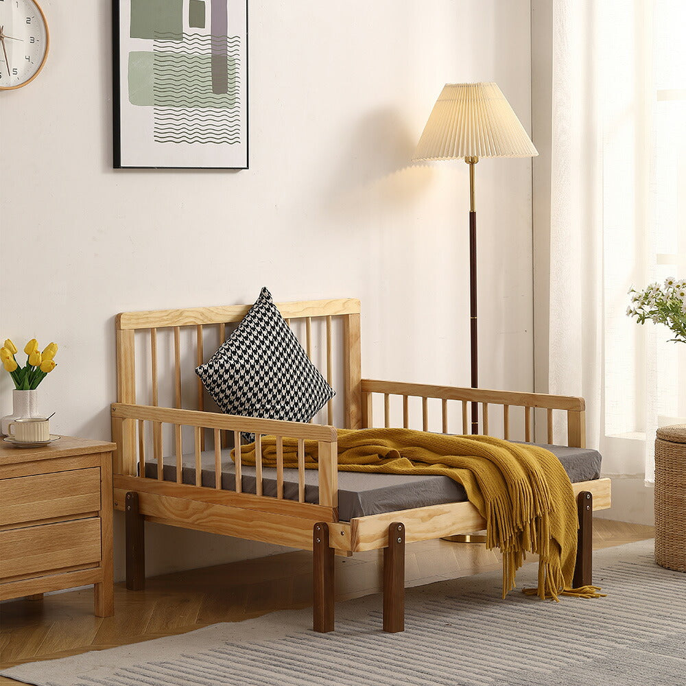 【ナチュラル/ホワイト】デイベッド ソファベッド シングル 木製 伸長式ベッド 変形ベッド ベッドフレーム 伸縮 下収納 おしゃれ 2way 天然木 来客用 ナチュラル リビング パイン材 すのこ仕様 リビング 寝室 北欧風