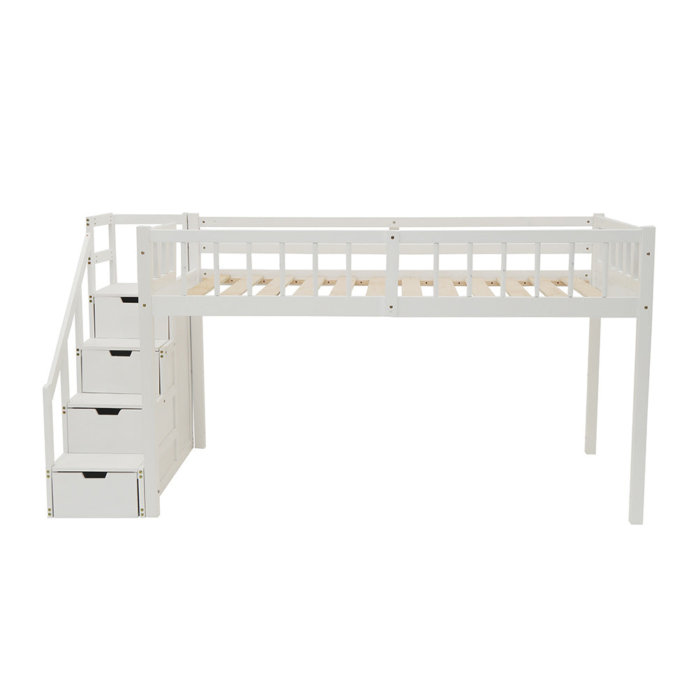 【ナチユラル/ホワイト】ロフトベッド パイプベッド シングル ハイタイプ 木製 階段付き 子供用 2色展開 高さ120cm システムベッド 収納 北欧風 一人暮らし 木材 耐震 ベッド 子供部屋 おしゃれ