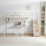 【ブラック/ホワイト】ロフトベッド パイプベッド シングル ハイタイプ 大人用 ブラック 黒 白 階段付き 片側手すり付き 高さ165cm システムベッド スチール 北欧風 一人暮らし スチール 耐震 ベッド 子供部屋