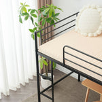 【ブラック/ホワイト】ロフトベッド パイプベッド シングル ハイタイプ 大人用 ブラック 黒 白 テーブル付き はしご付き 高さ136cm システムベッド スチール 北欧風 一人暮らし スチール 耐震 ベッド 子供部屋