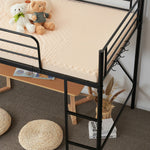 【ブラック/ホワイト】ロフトベッド パイプベッド シングル ハイタイプ 大人用 ブラック 黒 白 テーブル付き はしご付き 高さ136cm システムベッド スチール 北欧風 一人暮らし スチール 耐震 ベッド 子供部屋