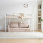 【ブラック/ホワイト】ロフトベッド パイプベッド シングル ハイタイプ 大人用 ブラック 黒 白 テーブル付き はしご付き 高さ136cm システムベッド スチール 北欧風 一人暮らし スチール 耐震 ベッド 子供部屋