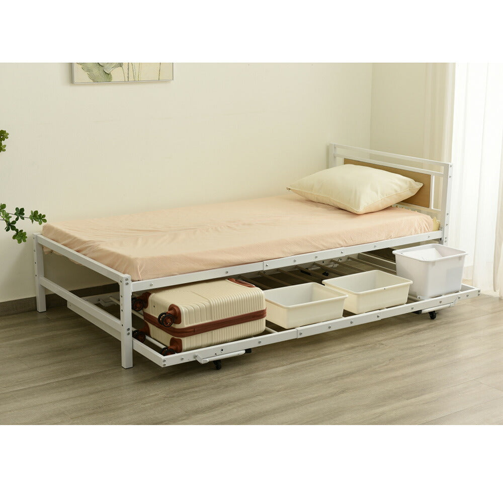 【ブラック/ホワイト】 ベッド 二段ベッド 親子ベッド パイプベッド シングルベッド デイベッド 多段ベッド シングル ベッド ベッドフレーム エキストラベッド パイプ キャスター付き 収納 北欧風 おしゃれ 子供部屋 スチール 耐震