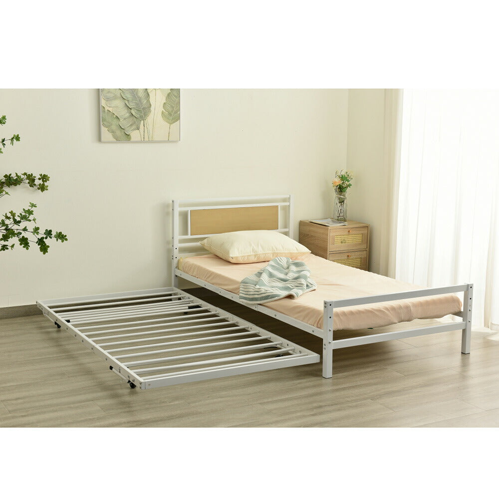 【ブラック/ホワイト】 ベッド 二段ベッド 親子ベッド パイプベッド シングルベッド デイベッド 多段ベッド シングル ベッド ベッドフレーム エキストラベッド パイプ キャスター付き 収納 北欧風 おしゃれ 子供部屋 スチール 耐震